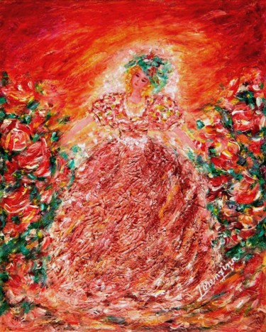 Peinture intitulée "Roses in Sunset" par Lorenzina B, Œuvre d'art originale, Acrylique