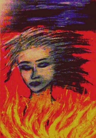 Peinture intitulée "Tillandsia `Fire" par Lorenzina B, Œuvre d'art originale, Pastel