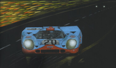 Drawing titled "Porsche 917K 1970" by Lorenzo Benetton, Original Artwork, Conté