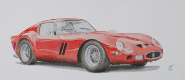 Desenho intitulada "Ferrari 250 GTO" por Lorenzo Benetton, Obras de arte originais, Conté