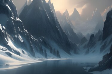 Arts numériques intitulée "montagne innevate" par Lorenzo Corti, Œuvre d'art originale, Image générée par l'IA