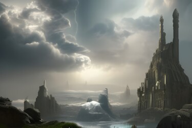 Arte digital titulada "castello in tempesta" por Lorenzo Corti, Obra de arte original, Imagen generada por IA