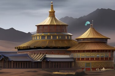 Arts numériques intitulée "tempio mongolo" par Lorenzo Corti, Œuvre d'art originale, Image générée par l'IA