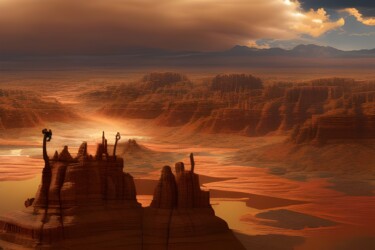 Digitale Kunst getiteld "deserto dall'alto" door Lorenzo Corti, Origineel Kunstwerk, AI gegenereerde afbeelding