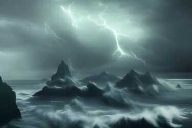 Arts numériques intitulée "oceano nella tempes…" par Lorenzo Corti, Œuvre d'art originale, Image générée par l'IA