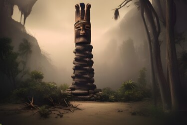 Arts numériques intitulée "totem africano" par Lorenzo Corti, Œuvre d'art originale, Image générée par l'IA
