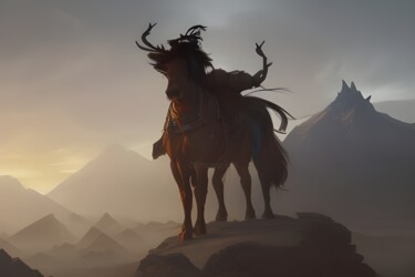 Digitale Kunst getiteld "cavallo della Mongo…" door Lorenzo Corti, Origineel Kunstwerk, AI gegenereerde afbeelding