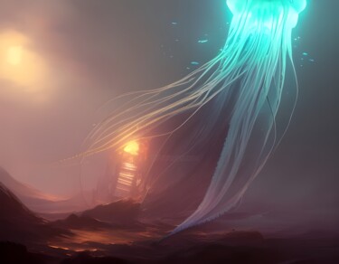 Artes digitais intitulada "medusa luminosa" por Lorenzo Corti, Obras de arte originais, Imagem gerada por IA