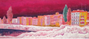 "Neve in Oltretorren…" başlıklı Tablo Lorenzo Dalcò tarafından, Orijinal sanat, Emaye Ahşap Sedye çerçevesi üzerine monte ed…