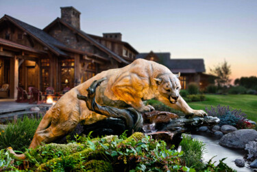 Скульптура под названием "Heroic Mountain Lion" - Lorenzo Ghiglieri, Подлинное произведение искусства, Бронза