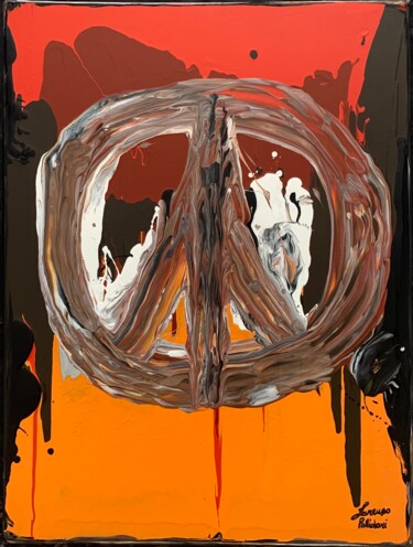 绘画 标题为“PEACE” 由Lorenzo Polidori, 原创艺术品, 丙烯 安装在木质担架架上