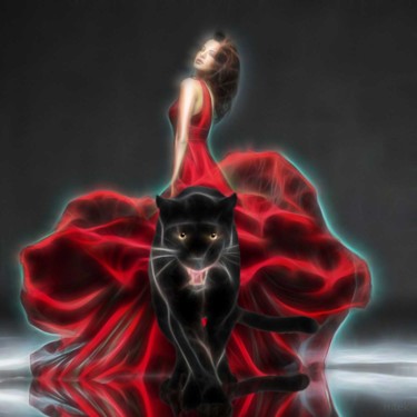 Digital Arts titled "femme-en-rouge-et-l…" by Hitek, Original Artwork