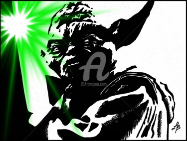 Dibujo titulada "Master Yoda" por Lorenzo Barruscotto, Obra de arte original, Rotulador