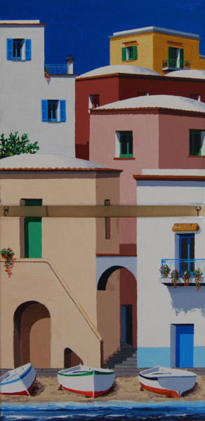 Malerei mit dem Titel "tre-barche" von Lorenzo Cataneo, Original-Kunstwerk, Acryl