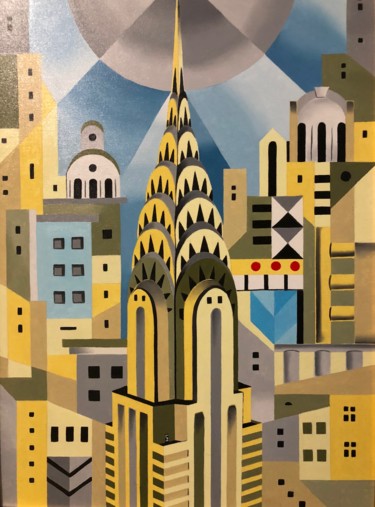 Painting titled "Chrysler Building" by Lorenzo Monegato, Original Artwork, Oil