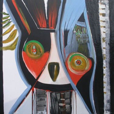 Painting titled "Night Owl" by Loretta Kaltenhauser, Original Artwork, Acrylic Mounted on Wood Stretcher frame