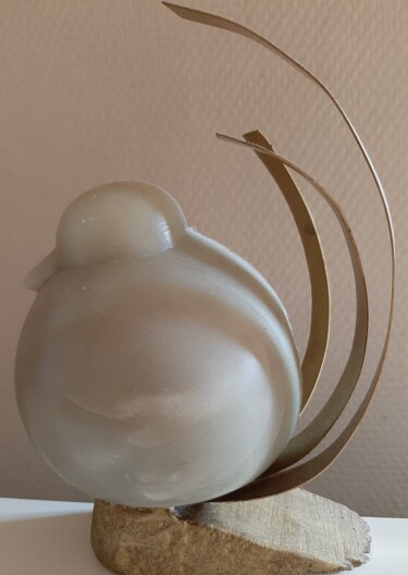 Γλυπτική με τίτλο "Oiseau boule" από Lorette Perret, Αυθεντικά έργα τέχνης, Πέτρα