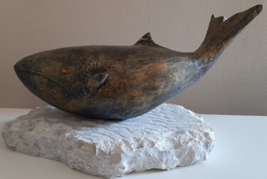 Sculpture titled "Baleine" by Lorette Perret, Original Artwork, Stone