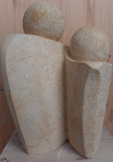 Rzeźba zatytułowany „Frère et soeur” autorstwa Lorette Perret, Oryginalna praca, Kamień