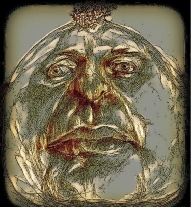 Desenho intitulada "Golden Head" por Florian T, Obras de arte originais, Tinta
