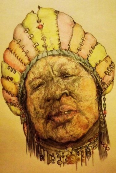 Dessin intitulée "African Queen (colo…" par Florian T, Œuvre d'art originale, Autre