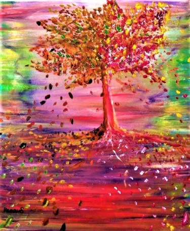 Painting titled "AUTOMNE" by Lorie Renaud, Original Artwork, Oil
