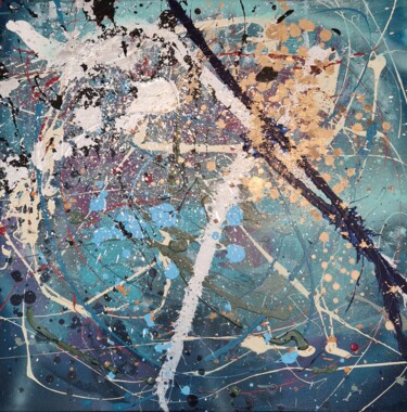 Painting titled "CONSTELLATIONS" by Lorie Renaud, Original Artwork, Acrylic Mounted on Wood Stretcher frame