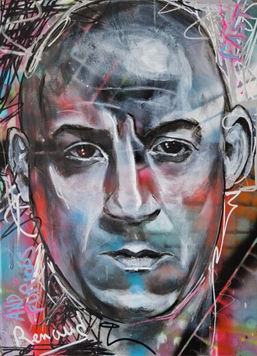 Painting titled "VIN DIESEL" by Lorie Renaud, Original Artwork, Acrylic Mounted on Wood Stretcher frame