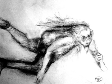 Drawing titled "Le bossu" by Martine Swynghedauw, Original Artwork, Pencil