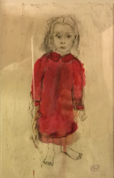 Dessin intitulée "Petite fille à la r…" par Martine Swynghedauw, Œuvre d'art originale, Encre