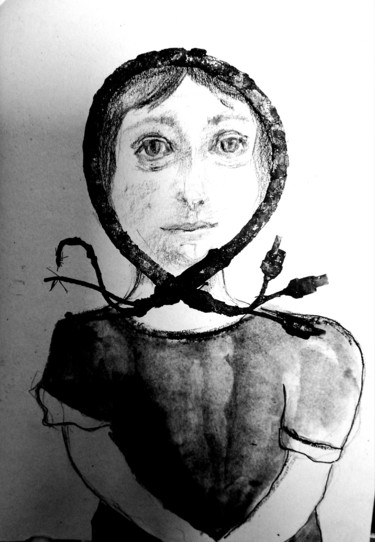 Peinture intitulée "connectée" par Martine Swynghedauw, Œuvre d'art originale, Crayon