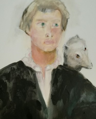 Peinture intitulée "L’homme à l’hermine" par Martine Swynghedauw, Œuvre d'art originale, Acrylique