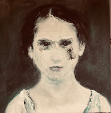 Peinture intitulée "Jeune femme à la mo…" par Martine Swynghedauw, Œuvre d'art originale, Acrylique