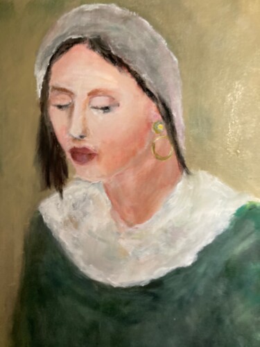 Painting titled "Jeune femme à l’hab…" by Martine Swynghedauw, Original Artwork, Acrylic