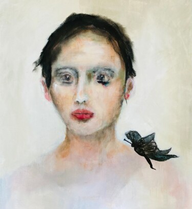 Pintura intitulada "Le papillon nor" por Martine Swynghedauw, Obras de arte originais, Acrílico