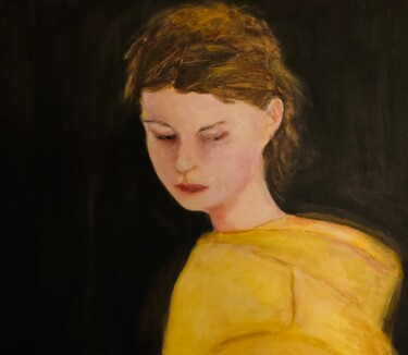 Ζωγραφική με τίτλο "Jeune fille au mant…" από Martine Swynghedauw, Αυθεντικά έργα τέχνης, Ακρυλικό