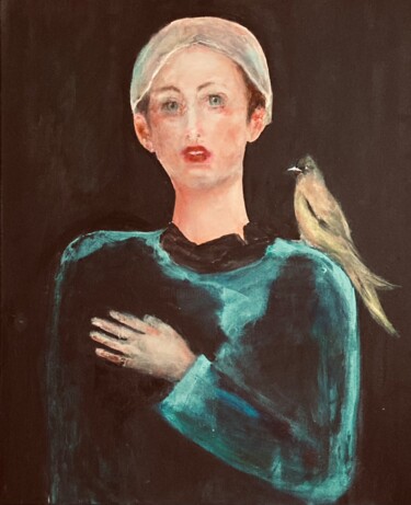 Painting titled "L’oiseau sur l’épau…" by Martine Swynghedauw, Original Artwork, Acrylic