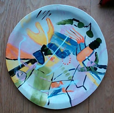 Design mit dem Titel "Assiette 9" von Martine Swynghedauw, Original-Kunstwerk, Pigmente