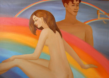 Painting titled "Радуга" by Larisa Ilchenko, Original Artwork