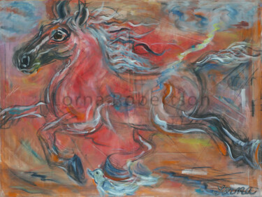 Peinture intitulée "Hansu Horse" par Lorna Dooling Robertson, Œuvre d'art originale, Huile