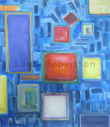 Painting titled "ABSTRACT SQUARES" by Lorna Dooling Robertson, Original Artwork, Oil