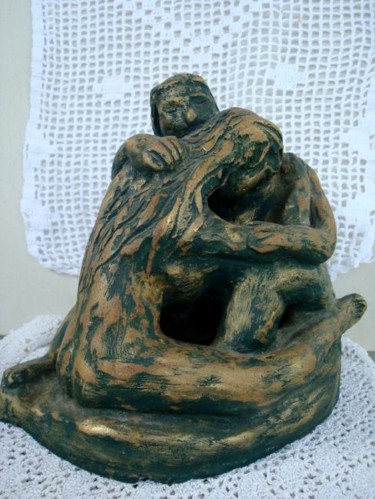 Sculpture titled "Embrace" by Lorna Fernandez, Original Artwork, Terra cotta