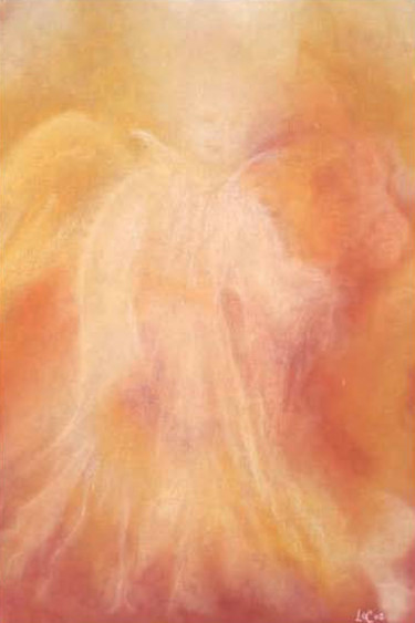 Painting titled "Guardian Angel" by Lorraine Coffey, Original Artwork, Pastel