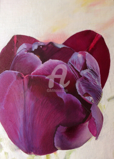 Pintura titulada "Tulipe" por Lorraine Holcroft, Obra de arte original, Oleo
