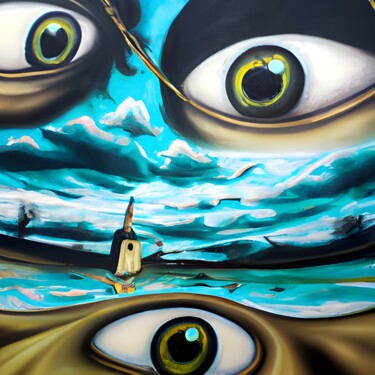 Digitale Kunst mit dem Titel "Eyes Everywhere" von Lorraine Lyn, Original-Kunstwerk, KI-generiertes Bild