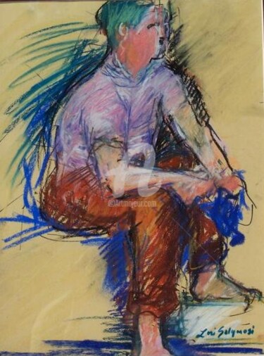 Peinture intitulée "Male figure Study" par Lori Solymosi, Œuvre d'art originale