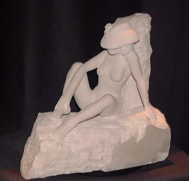 Sculpture titled "les maux bleus" by Lorus, Original Artwork, Stone