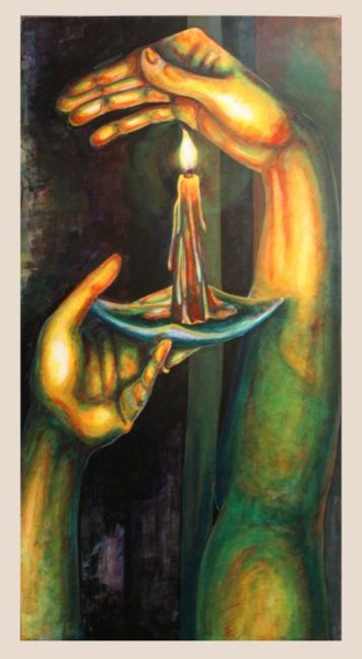 Pittura intitolato "Una luce" da Loredana Mortellaro, Opera d'arte originale