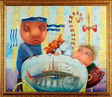Картина под названием "Рыба кит" - Grigory Losev, Подлинное произведение искусства