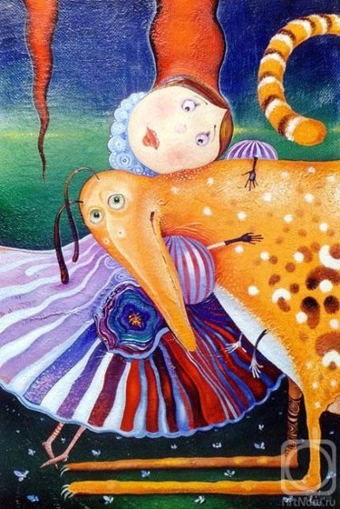 Картина под названием "Девочка и Белка" - Grigory Losev, Подлинное произведение искусства